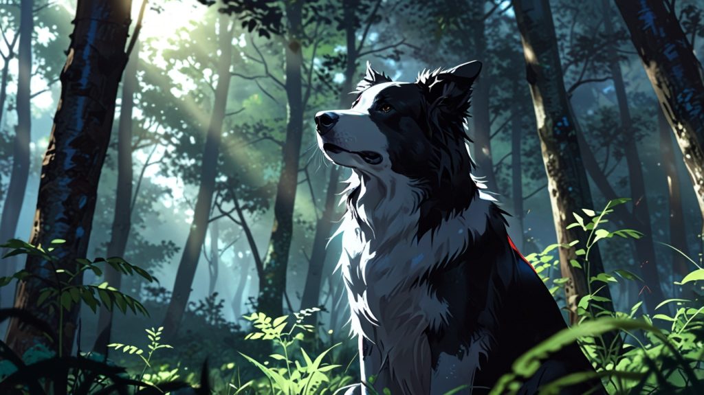 leonardo anime xl a lonely border collie sits in the middle of 1